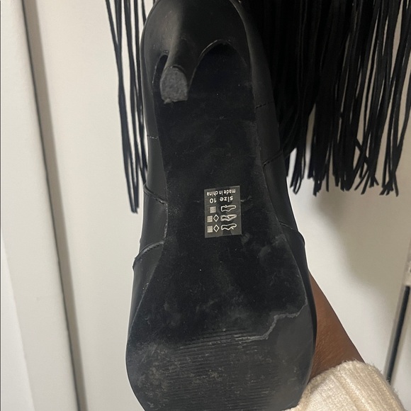 Michael Antonio Black Fringe Heeled Boots - Picture 5 of 10